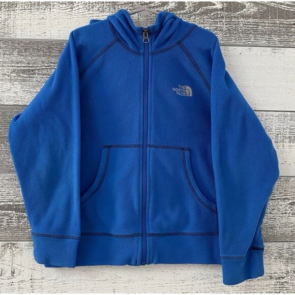 The North Face Polartec Classic Boys Small 7/8yrs Hooded Fleece Blue Zip Jacket - Picture 2 of 13